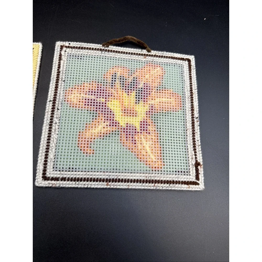 Plastic Canvas Completed Wall Decor Door Hanger Flowers Approx 8